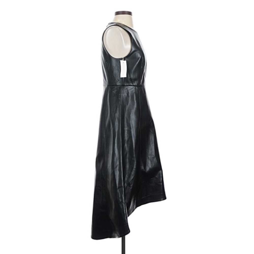Wilfred Belcanto Black Vegan Leather High-Low Midi Dress Size 4 Minimalist - Picture 5 of 12